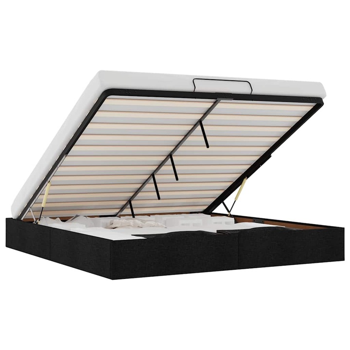 Cadru de pat otoman fara saltea vidaXL, tesatura, neagra, 160x200 cm, 23.3 Kg 3310891
