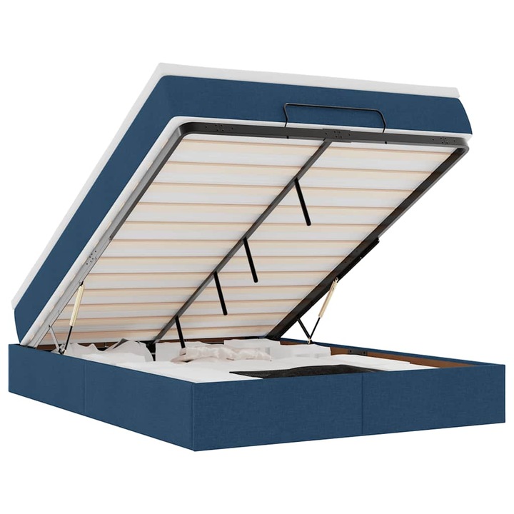 Cadru de pat otoman cu saltea vidaXL, tesatura, albastra, 140x190cm, 46.8 Kg 3311112