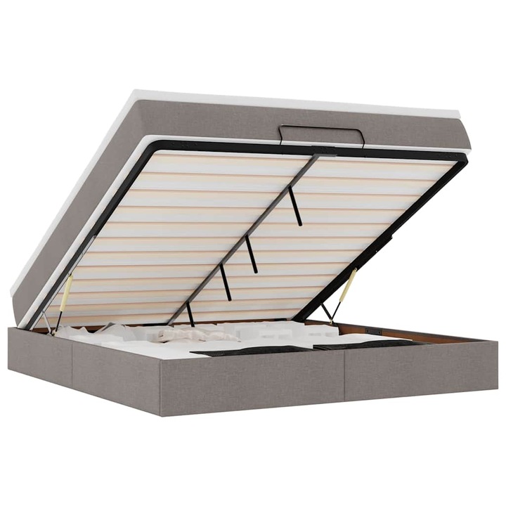 Cadru de pat otoman cu saltea vidaXL, Taupe, 180x200cm, Material, 58.24 Kg 3311131