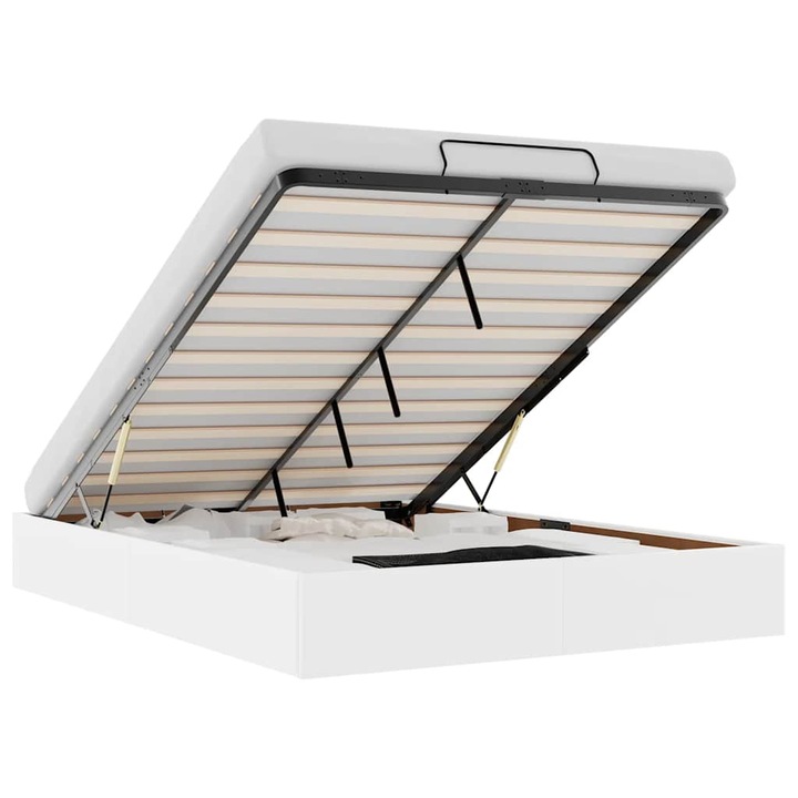 Cadru de pat vidaXL, otoman fara saltea alb 140x200cm piele artificiala, 23.4 kg