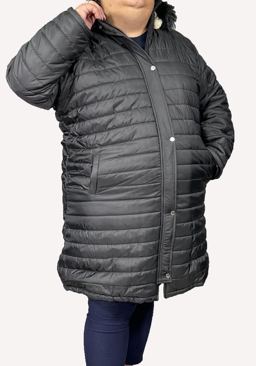 Geaca lunga dama, Axil, Poliester, Cu gluga, Negru, Negru