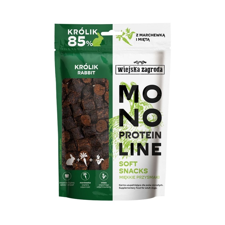 Lágy snack kutyáknak, Wiejska Zagroda, Monoprotein, nyúllal, 115g