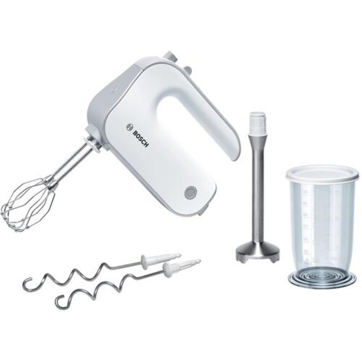Миксер, Bosch MFQ4070, Hand mixer, Styline, 500 W, White, with innovative FineCreamer stirrers, Included bl