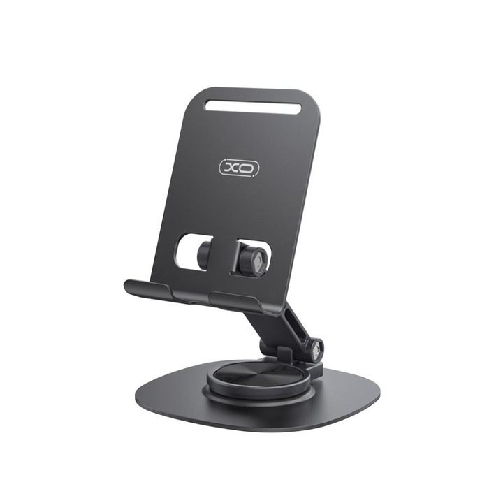 Suport telefon si tableta XO C151, rotativ, metalic, pliabil, negru