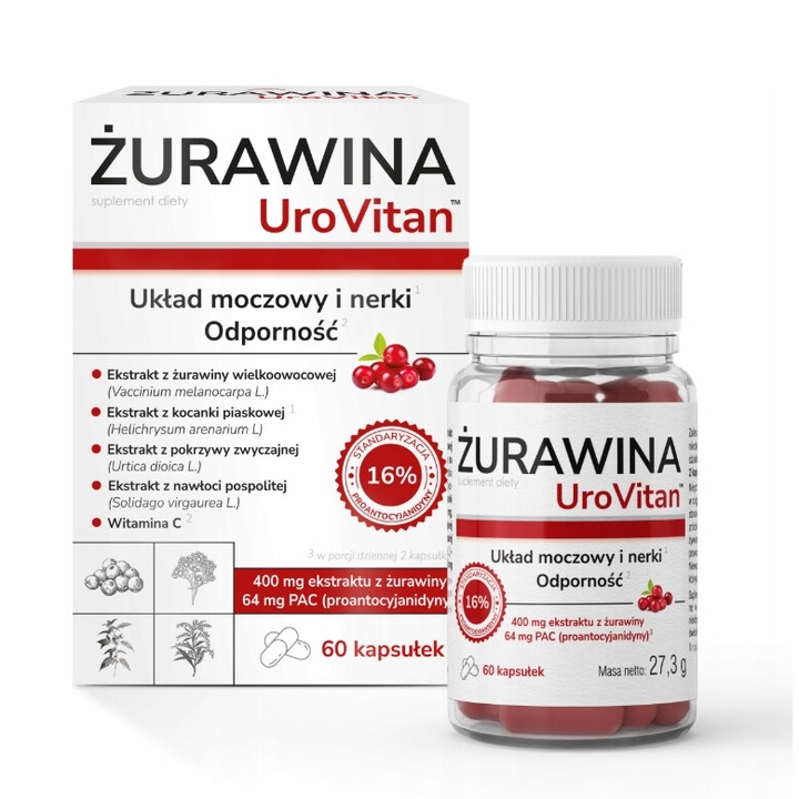 Supliment pentru sanatatea tractului urinar, Domowa Apteczka, extract de merisor, 60 capsule, pentru femei