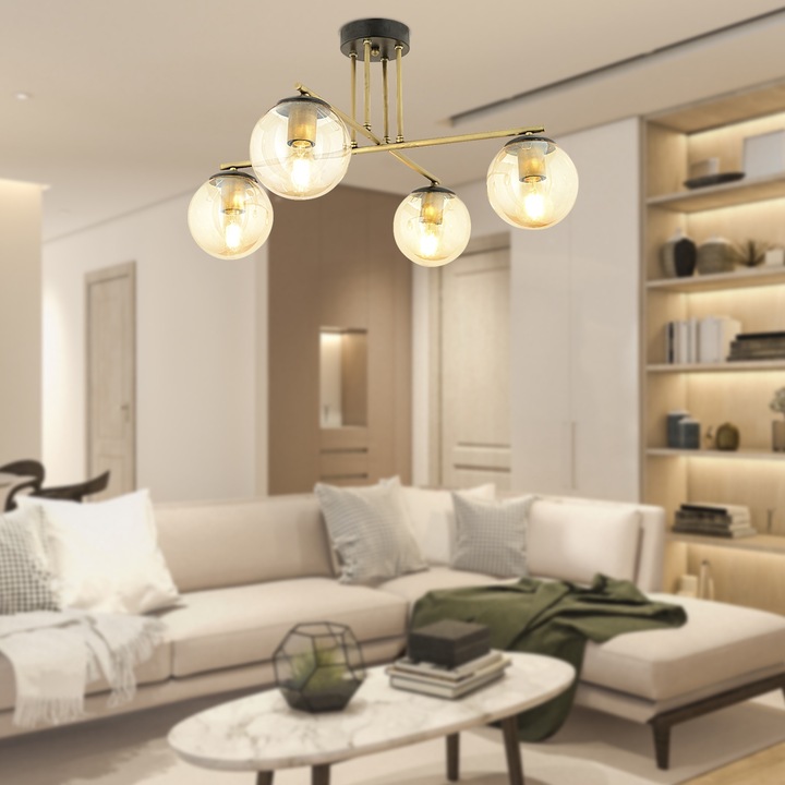 Mennyezeti lámpa HubRom, MALI 3448-04-FR 65x36 cm 4xE27-60W Antik