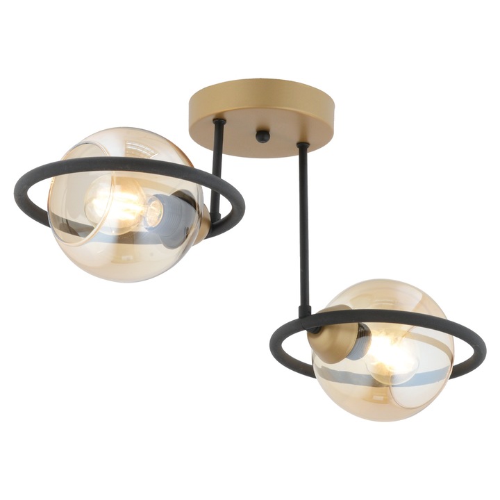 Плафон HubRom, BECCA 4100-02-FR-BL 50x35 cm 2xE27-60W Черен /Antiq