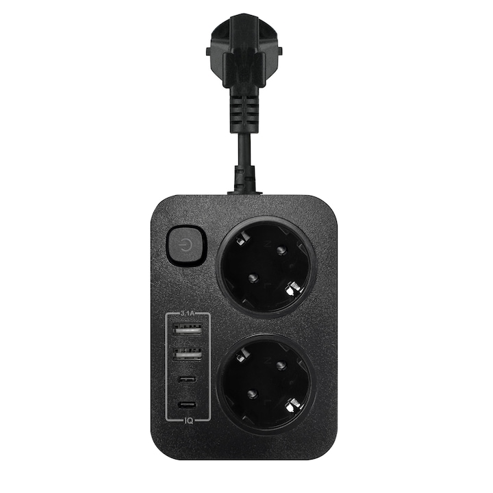 Prelungitor Sanyu Media, 3 prize, cu USB, negru