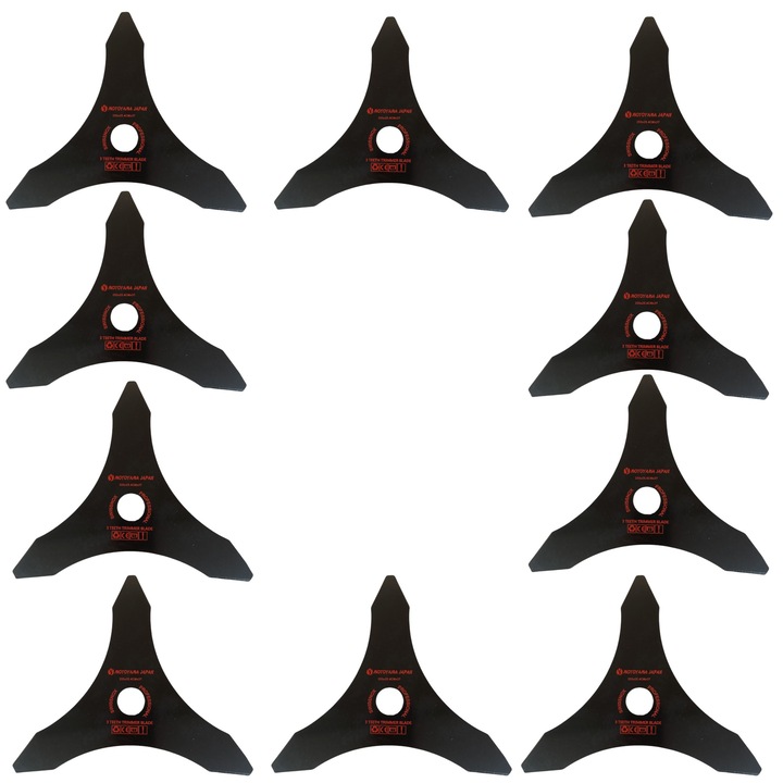 Set Disc 3T Campion, 10 bucăți, prindere universală 25mm, pentru motocoasă, dimensiune 255x25mm, tăiere iarbă