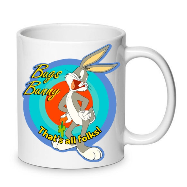 Cana, ceramica, Bugs Bunny, 330ml, design Looney Tunes, alb