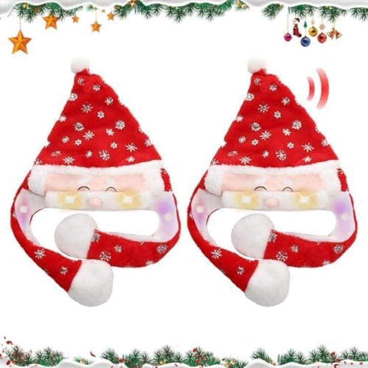 Set 2 palării LED Crăciun cu urechi mobile, multicolor, mărime unică