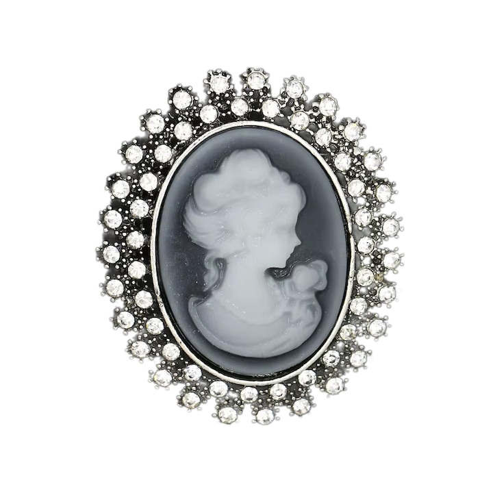 Martisor brosa camee argintie, model 19