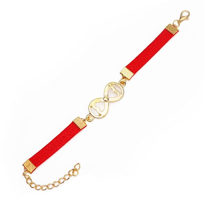 Martisor állítható karkötő eco-bőrből, metál végtelen