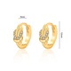 Cercei cerc cu zircon innodat, Placat cu aur, Lungime 12 mm, latime 5 mm