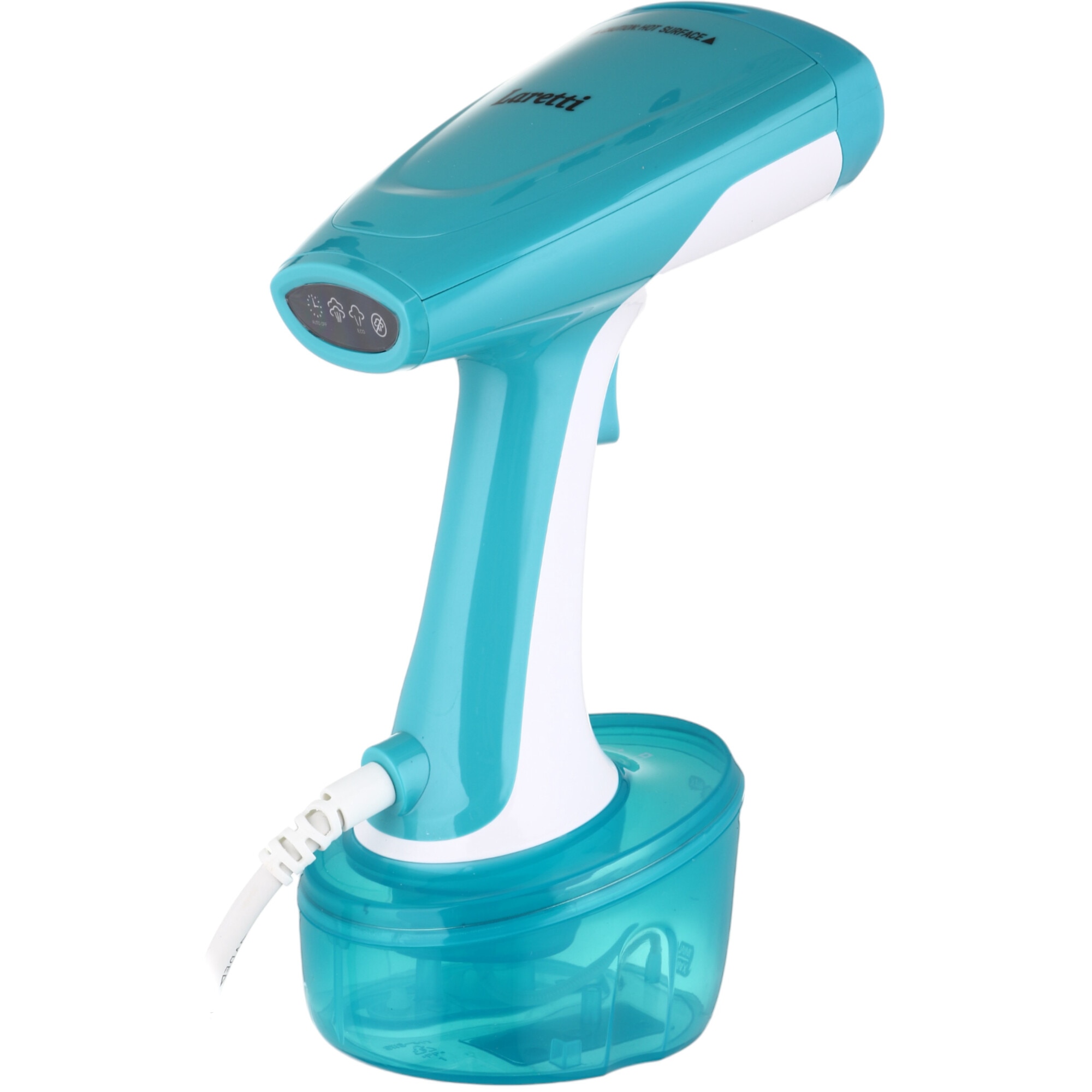Aparat de calcat vertical Laretti LR-CC8335, 1600W, Capacitatea rezervorului de apa: 320 ml, Indicator luminos, 2 niveluri de intensitate a aburului, Talpa acoperita cu ceramica, Accesorii: accesoriu pentru carpa, accesoriu pentru perie, pahar de masurare