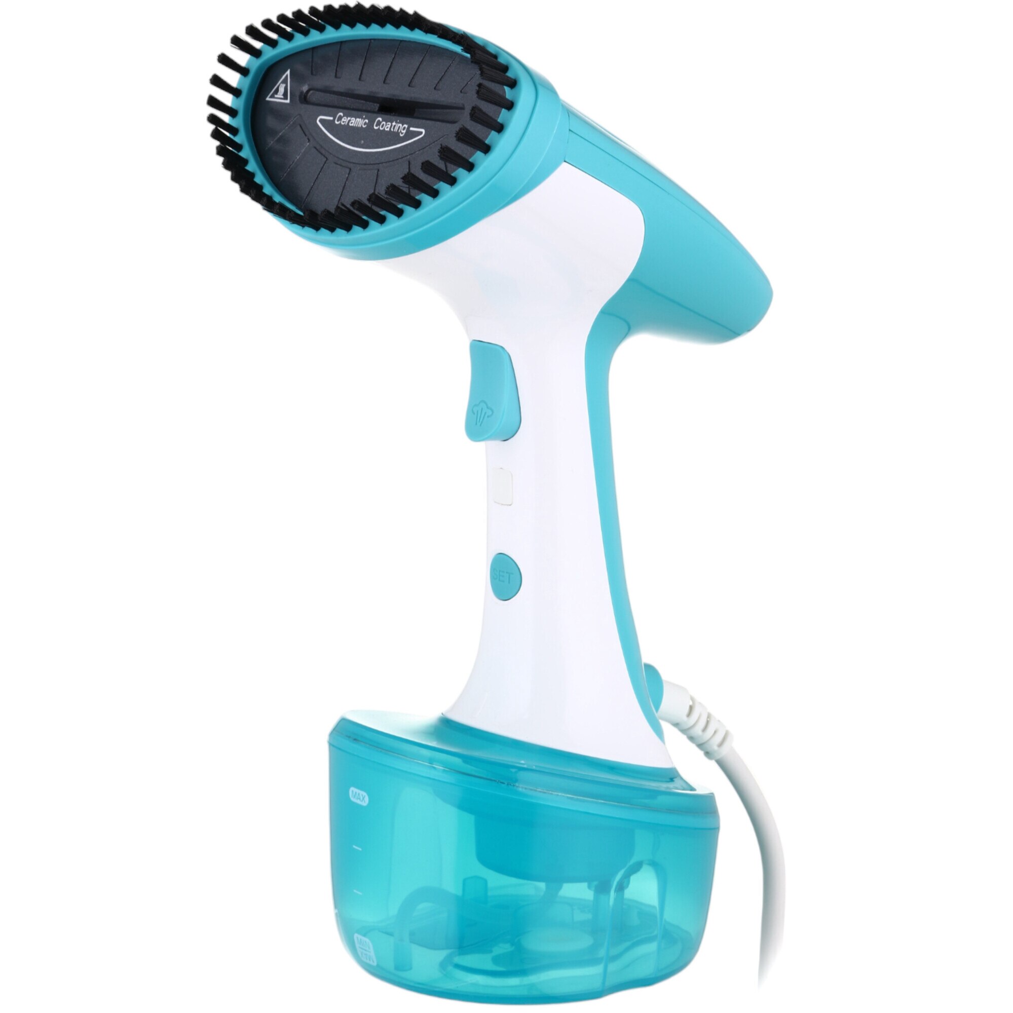 Aparat de calcat vertical Laretti LR-CC8335, 1600W, Capacitatea rezervorului de apa: 320 ml, Indicator luminos, 2 niveluri de intensitate a aburului, Talpa acoperita cu ceramica, Accesorii: accesoriu pentru carpa, accesoriu pentru perie, pahar de masurare