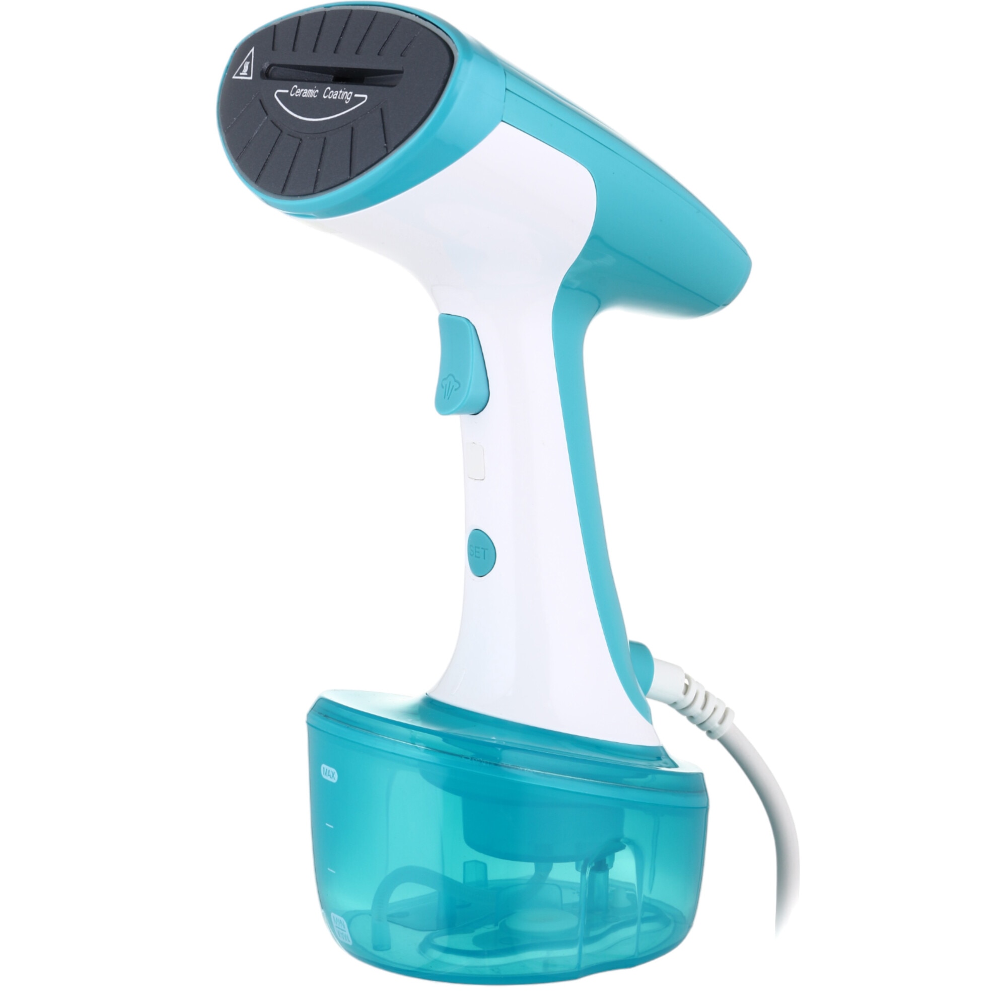 Aparat de calcat vertical Laretti LR-CC8335, 1600W, Capacitatea rezervorului de apa: 320 ml, Indicator luminos, 2 niveluri de intensitate a aburului, Talpa acoperita cu ceramica, Accesorii: accesoriu pentru carpa, accesoriu pentru perie, pahar de masurare