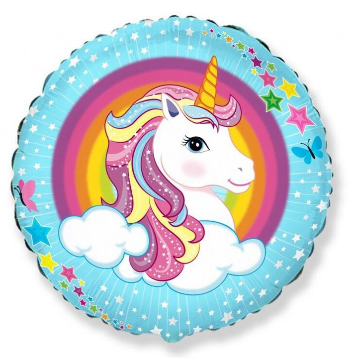 Balon petrecere unicorn, Amscan, Folie aluminiu, 45 cm, Multicolor