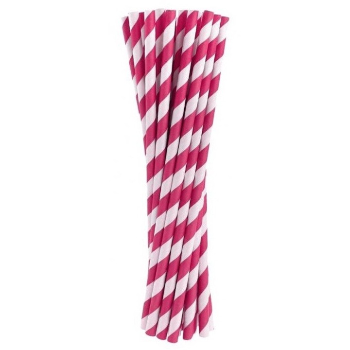 Magenta papír szívószál 24 db-os