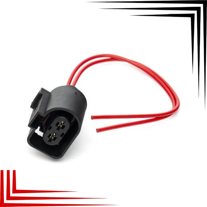 Конектор, AWParts, Кубичен конектор, Щепселен конектор 1J0973752, VW, Audi, Skoda, Seat 2-пинов, Черен/Червен