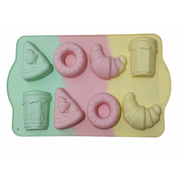 Силиконова форма за торти и тарти, различни модели, термоустойчива, 8 кухини, 532COF