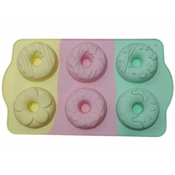 Силиконова форма за понички, торти, модел за понички, термоустойчива, 6 кухини, 534COF