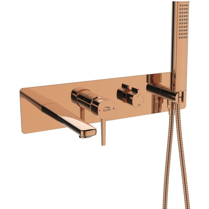 Laveo смесител за вана за вграждане с душ комплект, POLLA, розово златист