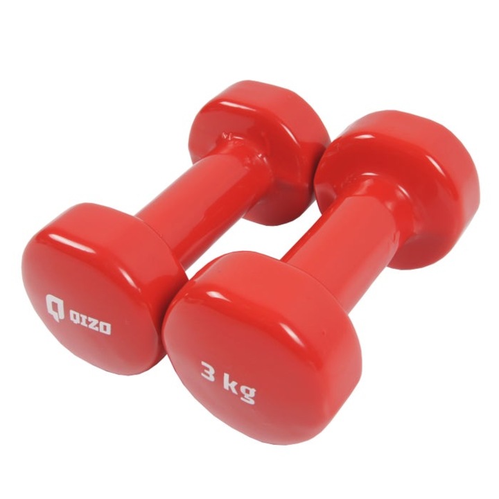 Gantere Qizo, metal cu invelis vinyl, set 2 buc x 3 kg