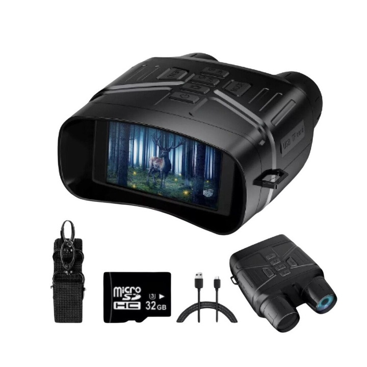 Бинокъл, Нощно виждане, 36MP, 4k, Резолюция на снимки: 36MP, Размер: 30 х 25 сантиметра, Цвят: Черен