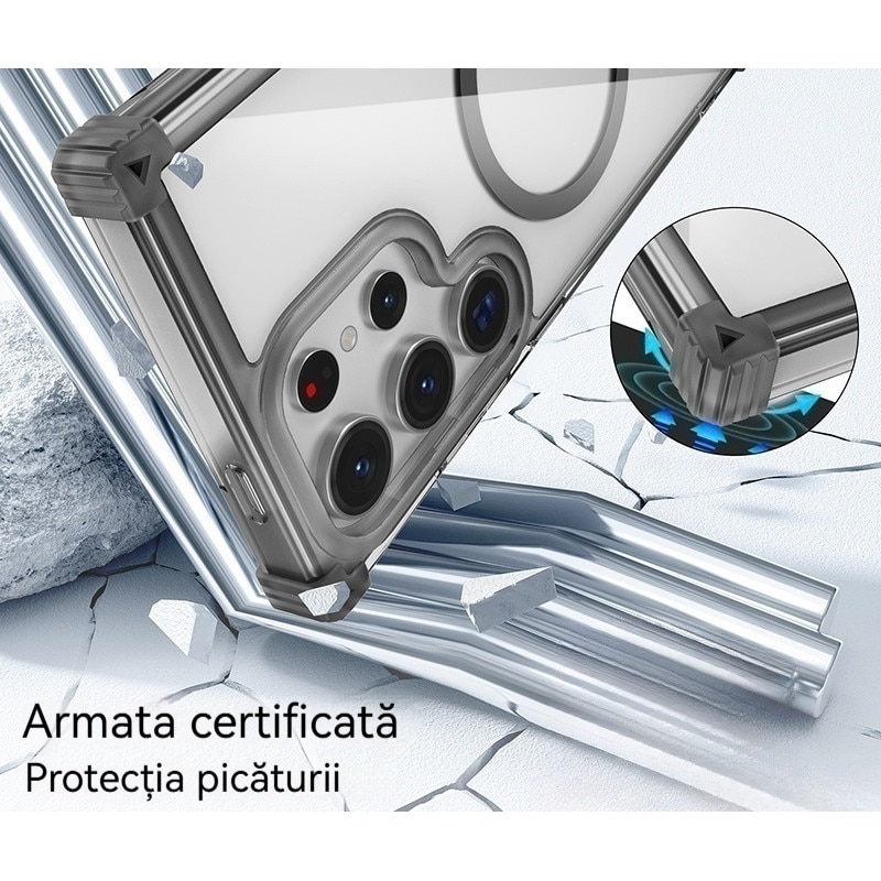 Husa compatibila cu Samsung Galaxy S25 Ultra, YSBER, pentru telefon mobil cu protectie pentru camera, Tehnologie MagSafe, rezistenta la socuri, Roz