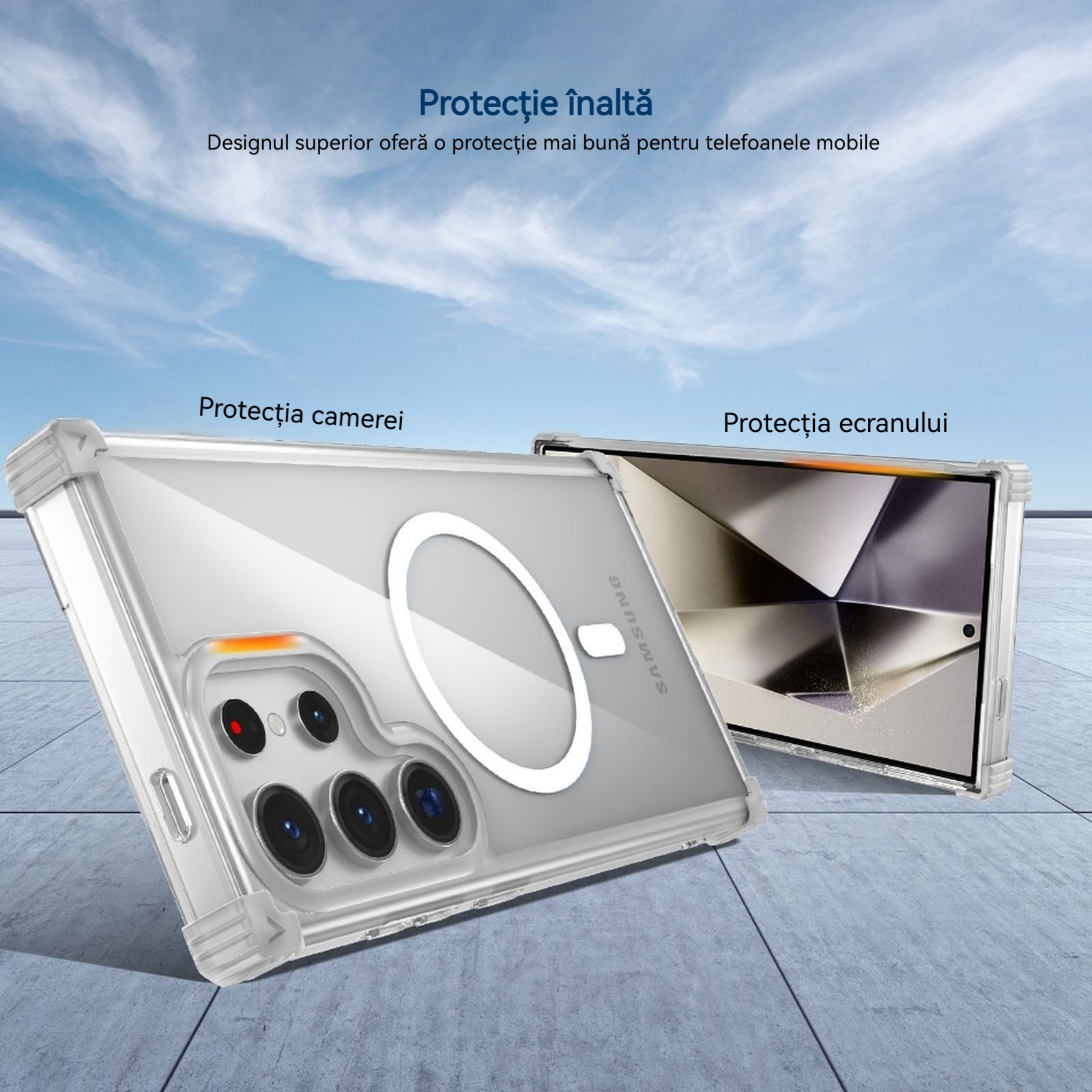 Husa compatibila cu Samsung Galaxy S25 Ultra, YSBER, pentru telefon mobil cu protectie pentru camera, Tehnologie MagSafe, rezistenta la socuri, Transparent