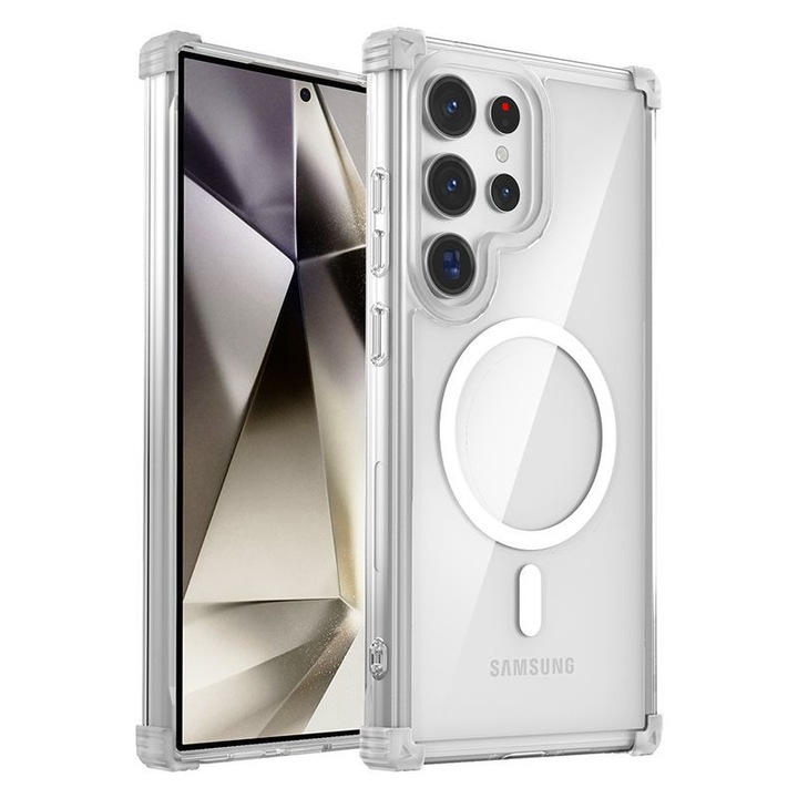 Калъф за Samsung Galaxy S25 Ultra, YSBER, за мобилен телефон със защита на камерата, MagSafe Technology, удароустойчив, Прозрачен