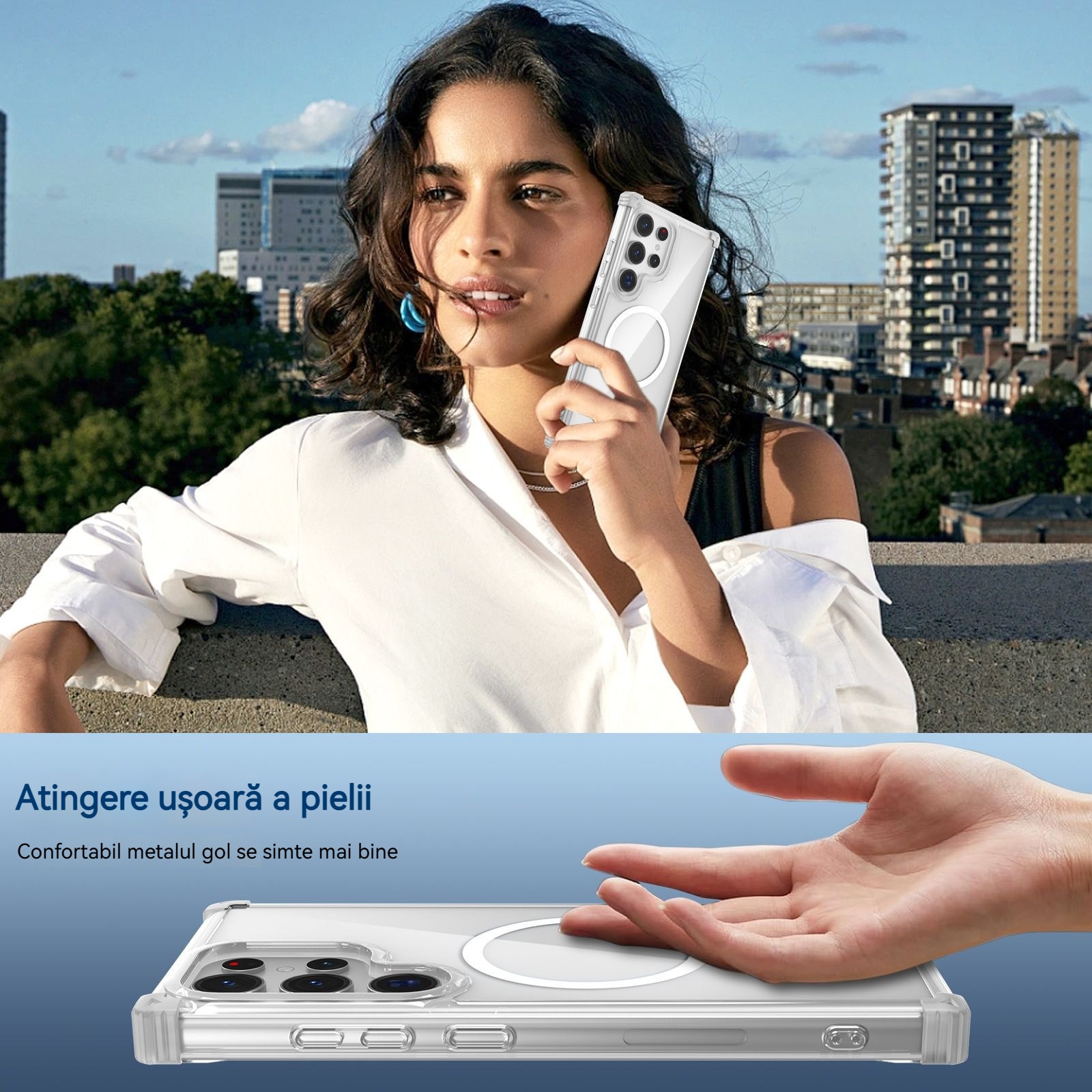 Husa compatibila cu Samsung Galaxy S25 Ultra, YSBER, pentru telefon mobil cu protectie pentru camera, Tehnologie MagSafe, rezistenta la socuri, Transparent