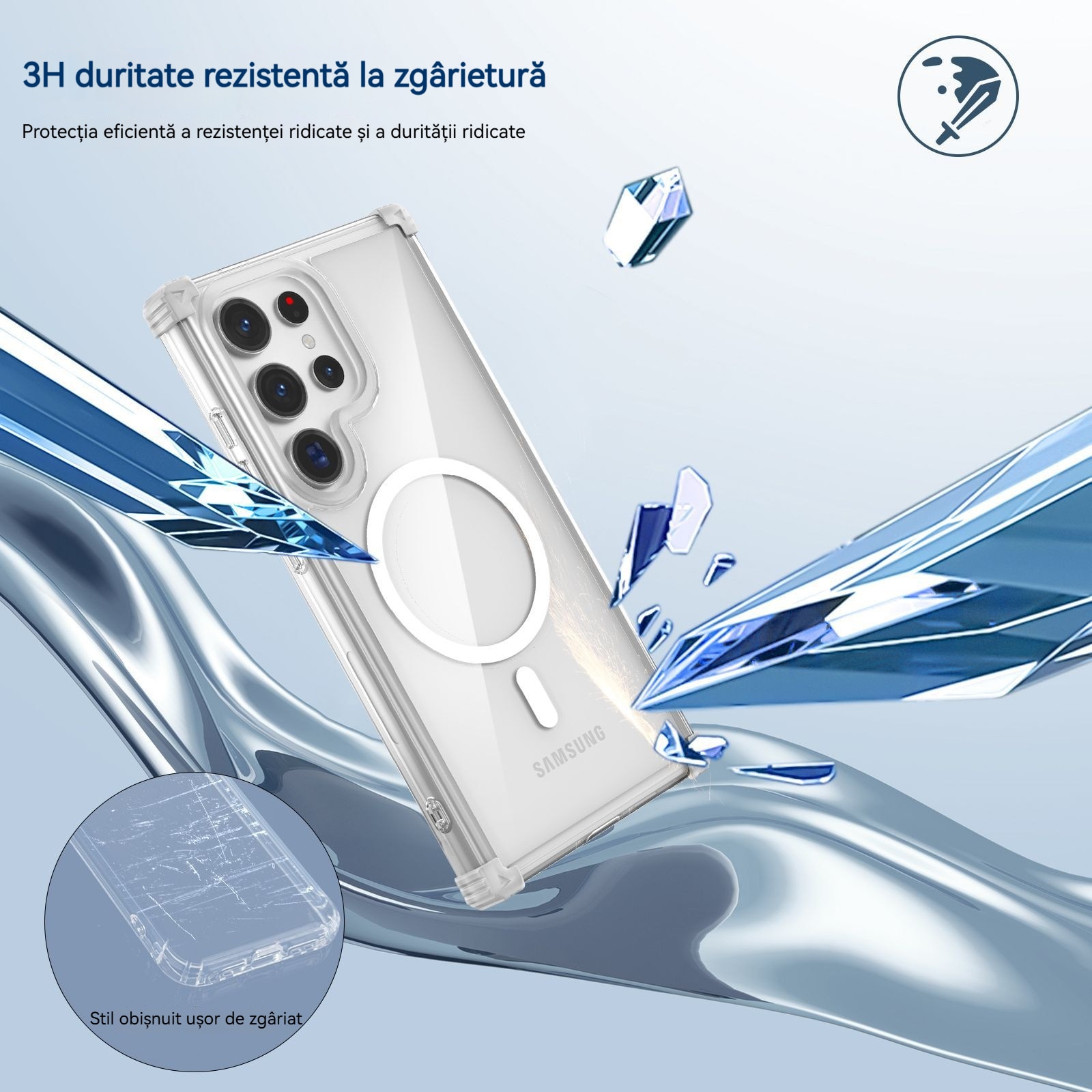 Husa compatibila cu Samsung Galaxy S25 Ultra, YSBER, pentru telefon mobil cu protectie pentru camera, Tehnologie MagSafe, rezistenta la socuri, Transparent