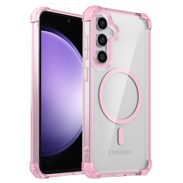 Husa compatibila cu Samsung Galaxy S25, YSBER, pentru telefon mobil cu protectie pentru camera, Tehnologie MagSafe, rezistenta la socuri, Roz