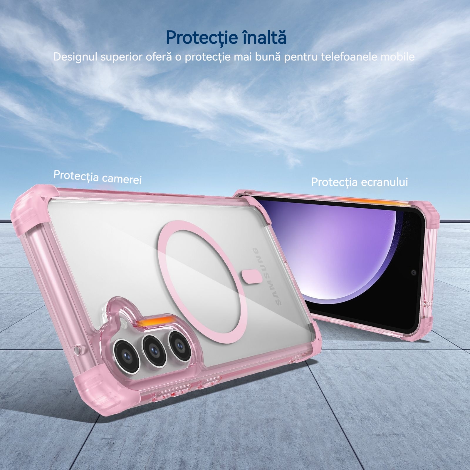 Husa compatibila cu Samsung Galaxy S25, YSBER, pentru telefon mobil cu protectie pentru camera, Tehnologie MagSafe, rezistenta la socuri, Roz