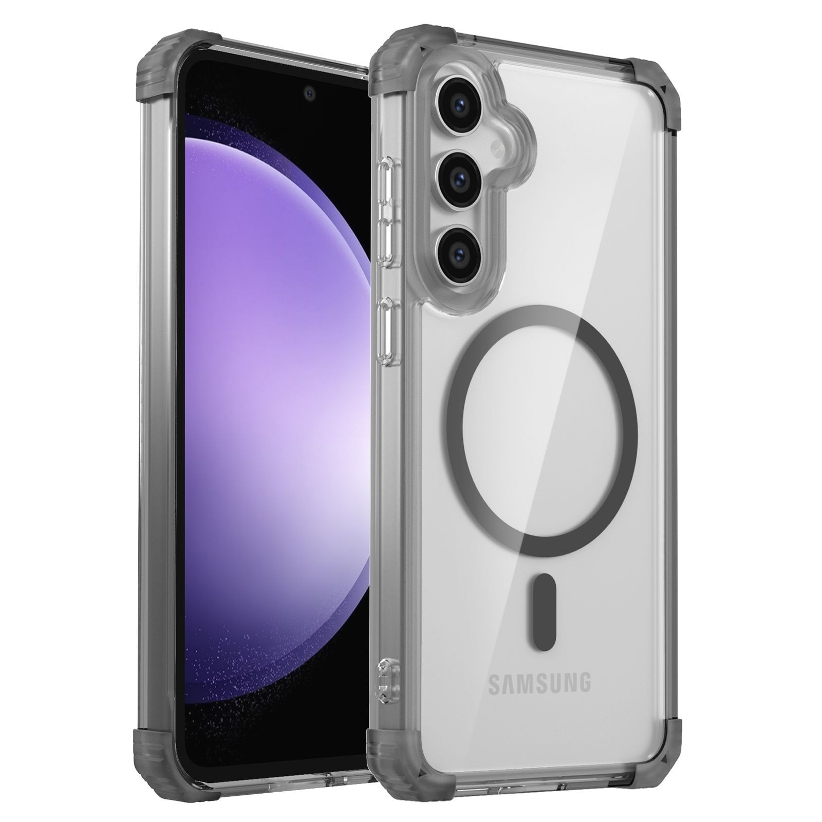Husa compatibila cu Samsung Galaxy S25+, YSBER, pentru telefon mobil cu protectie pentru camera, Tehnologie MagSafe, rezistenta la socuri, Negru