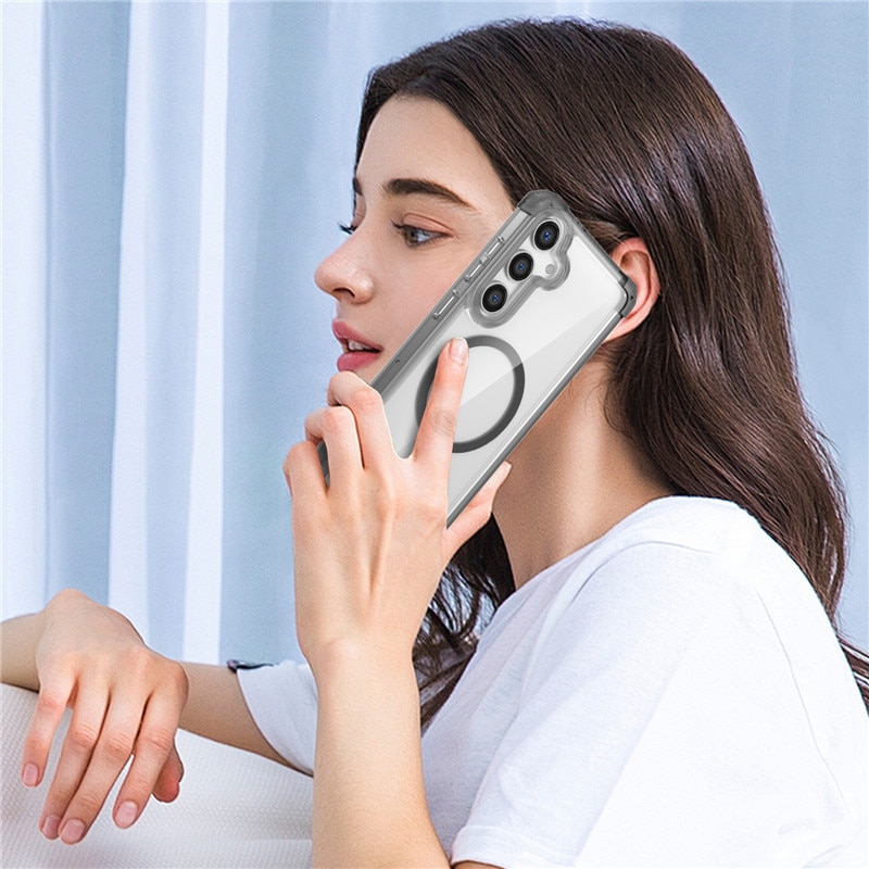 Husa compatibila cu Samsung Galaxy S25+, YSBER, pentru telefon mobil cu protectie pentru camera, Tehnologie MagSafe, rezistenta la socuri, Negru