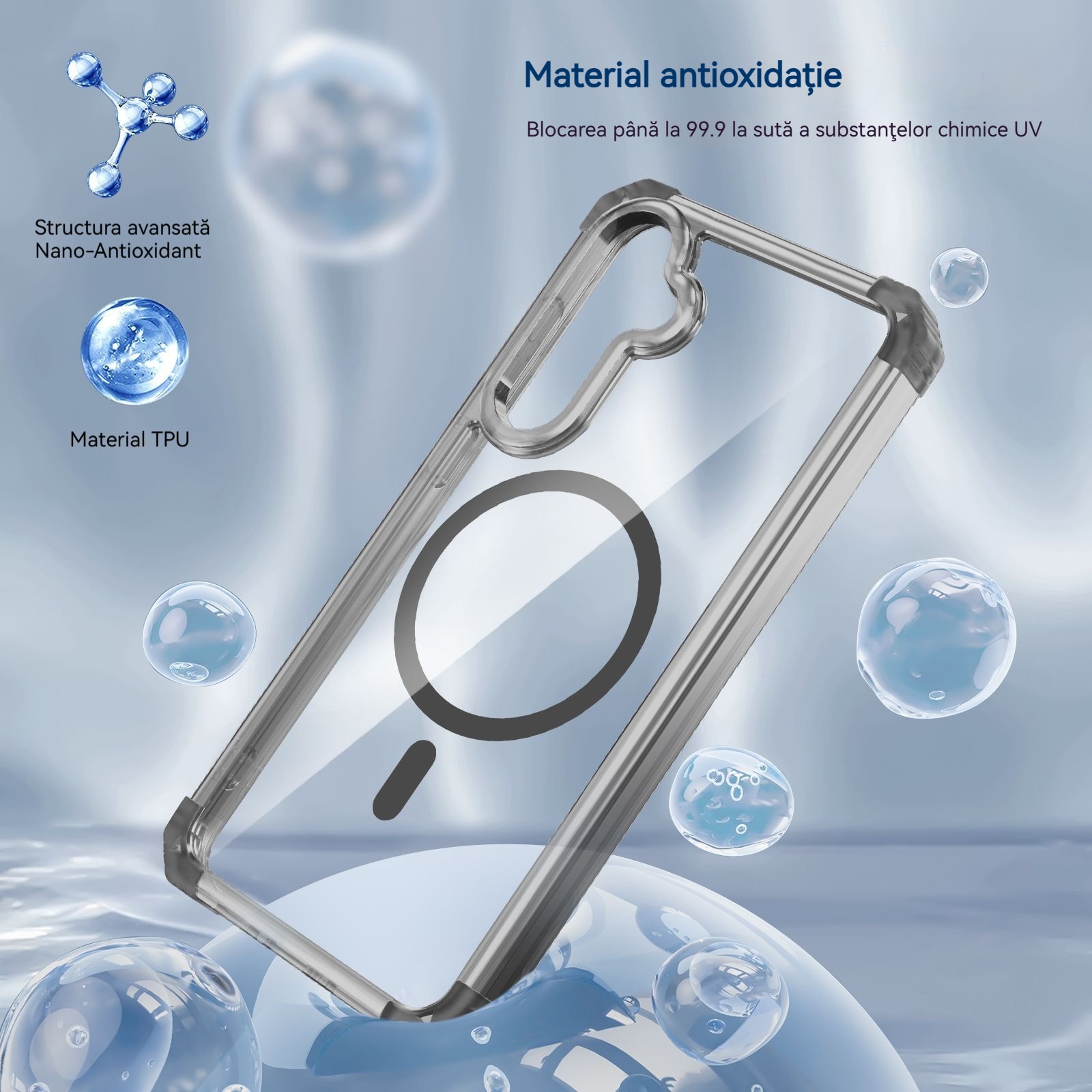 Husa compatibila cu Samsung Galaxy S25+, YSBER, pentru telefon mobil cu protectie pentru camera, Tehnologie MagSafe, rezistenta la socuri, Negru