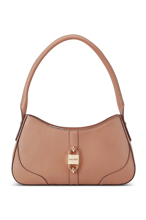 NINE WEST, Wesson műbőr válltáska logós kiegészítővel, Tevebarna