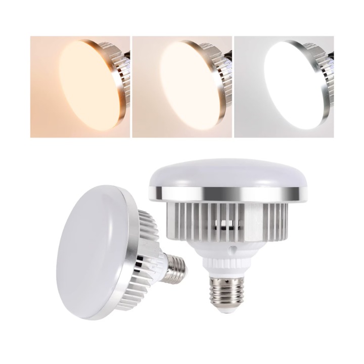 LED izzó, szabályozható háromszínű, 85W, 5500K, softbox spirál izzó, 124 gyöngy, ABS anyag, alkalmas fotó- és videóstúdiók világítására, fehér, 2 részes készlet