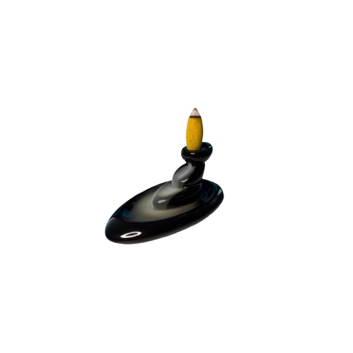 Suport conuri parfumate, de tamaie, Fantana de fum backflow BLACK STONE, OLEUM PHARMABIO