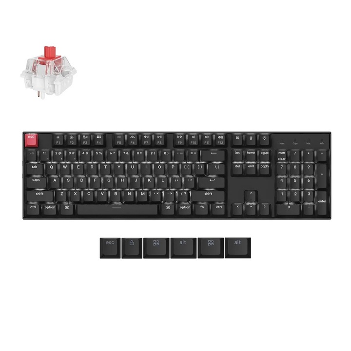 Keychron K10 QMK/VIA Версия 2 Безжична механична клавиатура, Bluetooth 5.1, бял светодиод, Super Switch Red K10X-A1