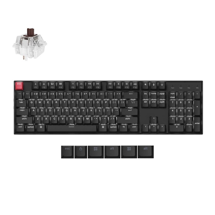 Keychron K10 QMK/VIA версия 2 Безжична механична клавиатура, Bluetooth 5.1, бял светодиод, Super Switch Brown K10X-A3