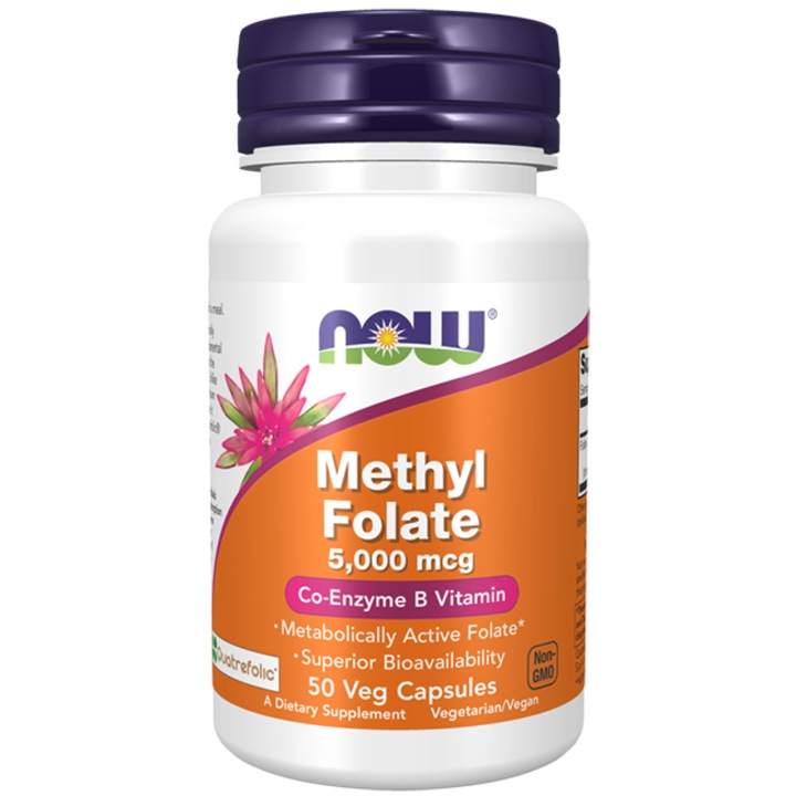Methyl Folate, (Folat 5-MTHF) 5000 mcg, Now Foods, 50 capsule