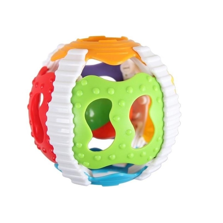 Baba játék 6+ hónapos korig, hangokkal és fényekkel, érzékelő labda, szilikon, többszínű