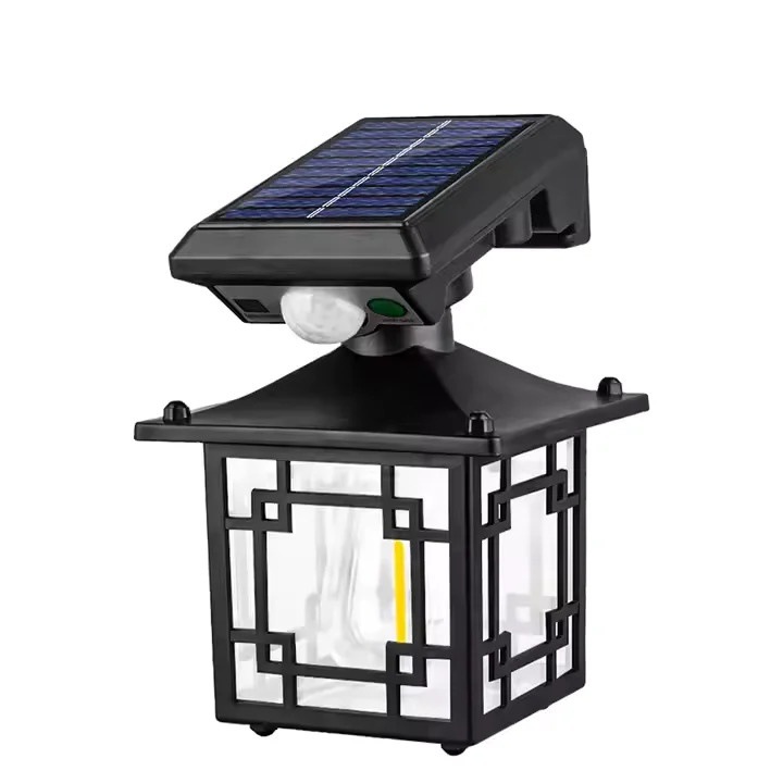 Lampa solara LED, panou solar incorporat, sensor de miscare, 3 moduri de folosire, ideal pentru terasa, casa si curte, rezistent la apa