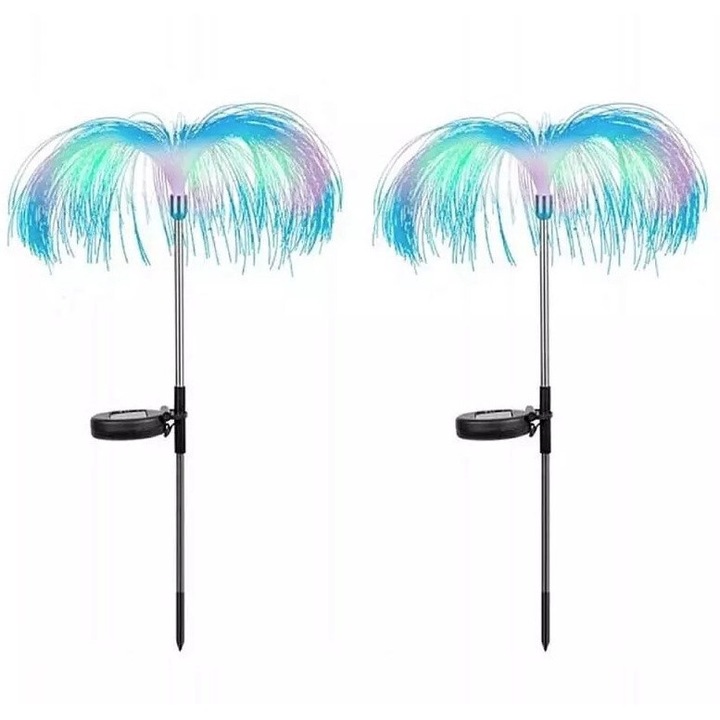 Set 2 Ghirlande luminoase solare, pentru gradina, model Meduza 2025, Led-uri colorate, 70 cm