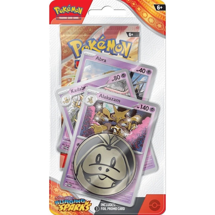 Pokémon TCG: Scarlet & Violet 8 Surging Sparks Premium Checklane buborékcsomagolás – Alakazam