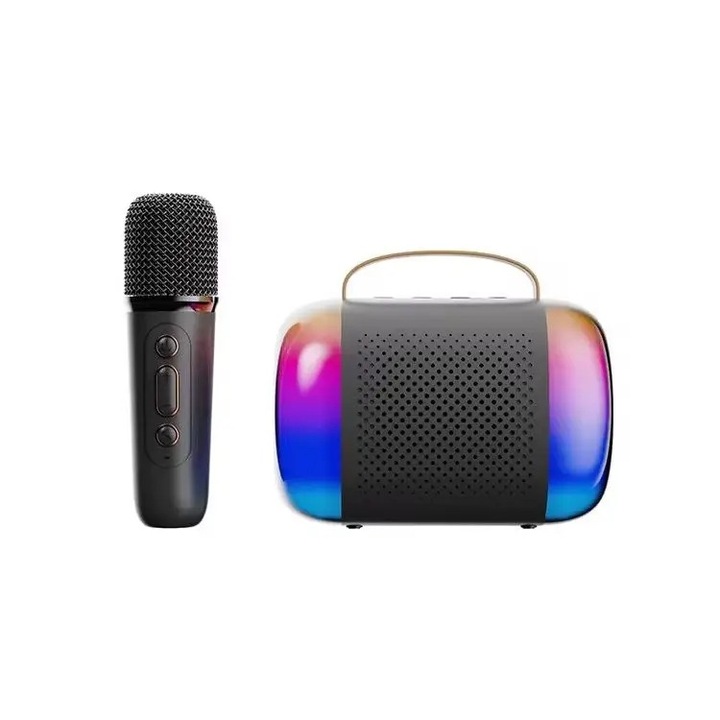 Комплект преносими високоговорители и микрофон Bluetooth 5.3, двойни HD високоговорители, 5W, 1800mAh, черен цвят